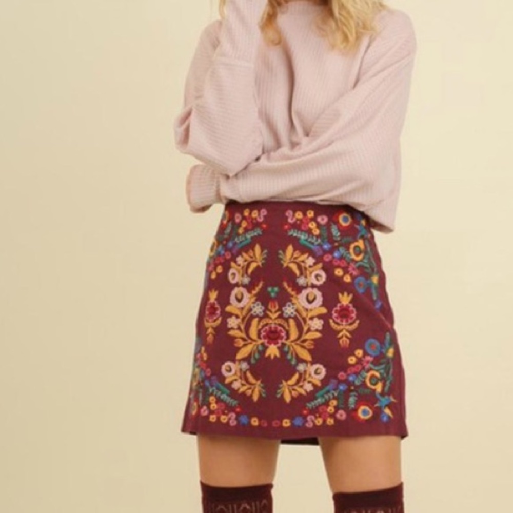 Embroidered Mini Skirt